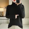 Suéter clásico de cuello alto para mujer, transfronterizo, otoño e invierno, versátil, simple, casual, jersey de manga larga, corte holgado, talla grande