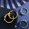 Moda Moderna Europea y Americana Personalidad Lujo Ligero Cuerda Nudosa Tachonada de Diamantes Forma de C Nudo Calabaza Aretes de Botón
