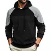 Sudadera con capucha informal deportiva de colores contrastantes para hombre, forrada de forro polar, para otoño e invierno, venta transfronteriza europea y americana en Amazon