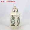 Portavelas Retro Estilo Europeo, Lámpara de Madera a Prueba de Viento, Adorno de Pie, Arte de Hierro Antiguo Pintado de Blanco, Accesorios para Bodas, Decoración del Hogar