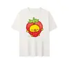 Seda de Leche Forma de Nariz Colección de Pollitos Lindo Rilakkuma y Estampado de Pollito Camiseta Blanca Holgada Cuello Redondo Atuendo de Pareja