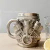 Taza de Resina V8 Engine Transfronteriza de Producto Nuevo con Revestimiento Interior, Adornos y Artesanías Mecánicas de Alta Gama de Nicho Personalizados