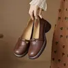 Nuevos Zapatos Mary Jane de Mujer Estilo Francés Otoño 2026, Tacón Bajo, Boca Poco Profunda, Zapatos de Cuero Versátiles de Tacón Grueso para Madres