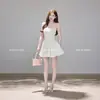 La Diosa de la Belleza Desciende: Impresionante vestido camisola elegante estilo coreano con flor de durazno, fruncido en la cintura para ceñir, moderno y a la moda