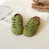 Moda Niños Zapatillas Tejidas Retro Birkenstock Primavera/Otoño 2026 Nuevas Simples Color Sólido Punta Cerrada Media Zapatilla Uso Exterior