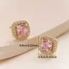 Pendientes Geométricos de Mujer con Incrustaciones de Circonita de Estilo Europeo Transfronterizos de Aliexpress, Pendientes Completamente Diamantados Incrustados con Circonita