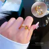 [Oro Verdadero] Anillo de Apertura de Flor con Incrustaciones de Diamantes para Mujer, Diseño Nicho Simple con Sentido del Diseño Japonés y Coreano, Anillo para Dedo, Anillo Celebridad en Línea