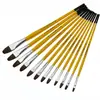 Fornecido Diretamente do Fabricante, Pincéis de Pintura a Óleo de Pelo de Lobo Amarelo com Cabeças Redondas de Madeira, Conjunto de 12 Pincéis para Pintura Guache e Acrílica para Pintura Artística