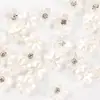 Rinestones pequeños de flor de cinco pétalos de 12 mm para manualidades hechas a mano DIY, flores de perla sintética, flores pequeñas de cinco pétalos con estambres de flor