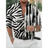 Camisas Nuevas para Hombre de Venta Caliente de Exportación Europea y Americana Transfronteriza, Tops de Manga Larga con Cuello de Moda Estampado Digital 3D Fresco