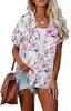 Nova Camisa Havaiana Feminina Amazon 2023 Estampa Floral Tropical Blusa Gola V Botão Manga Curta