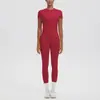Nova camiseta de secagem rápida slim fit com gola redonda e calça de yoga esportiva de cintura alta, conjunto para corrida ao ar livre e academia para mulheres
