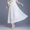 Saia Longa Fluida de Chiffon da Moda para Mulheres, Novo Estilo para o Verão de 2026, Saia de Tule Plissada Simples e Fashion