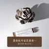 Set de incienso de flor de peonía con tinta cerámica, portainciensos, adorno de escritorio de aromaterapia, soporte para flores de té, flores talladas a mano