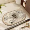 Tapete de Chão de Terra de Diatomáceas Estilo Americano Floral para Banheiro, Entrada de Vaso Sanitário, Tapete Antiderrapante, Tapete Absorvente de Secagem Rápida para Banheiro