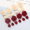 Pendientes de metal con forma de rosa y camelia, con pegamento en crema, para manualidades, accesorios para el cabello, de resina, para manicura, caja de almacenamiento