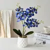 Flor Artificial Estilo Nuevo con 18 Cabezas, Bonsái de Orquídea Phalaenopsis Táctil Real, Decoración de Flor Falsa de Moda y Creativa, Planta Verde Artificial