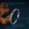 Nueva Pulsera de Esmalte Retro Azul Quemado Piscis para Mujer Cloisonné Pulsera Abierta de Plata como Regalo de Cumpleaños para Amigas