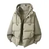 Chaqueta de plumón de algodón de dos piezas falsas de talla europea transfronteriza para hombre, chaqueta de algodón engrosada de invierno, abrigo tipo pan suelto con capucha, chaqueta de algodón, prenda exterior