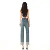 Jeans de Verano 2026 Nuevos de Moda de Tiro Alto Rectos Ajustados para Mujer, Pantalones Skinny, Pantalones Cigarrillo, Lavados y Desgastados Estilo Americano
