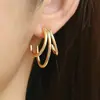Al por mayor pasador de plata 925 estilo ins frío europeo y americano pendientes metálicos dorados multicapa pendientes temperamento de mujer