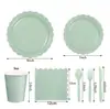 Nuevos Suministros de Decoración para Fiesta de Encaje Verde Claro Plato de Papel Desechable Taza de Papel Suministros de Decoración para Fiesta