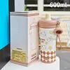 Nuevo Estilo de Sanación Gatito Taza Térmica Linda Tapa de Cabeza de Gato 3D con Correa para Colgar Taza de Agua Fría Aislada al Vacío Taza de Celebridad de Internet