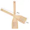 Set de espátulas de 7 piezas transfronterizo espátula de bambú cuchara de bambú juego de espátulas y cucharas sartén antiadherente madera de bambú sin pintar espátula de mango largo al por mayor
