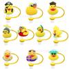 Nueva serie de pato amarillo tapa de pajita funda de pajita tapón antipolvo de silicona decoración de pajita de personalidad creativa para fiesta