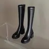 Botas Altas de Suela Gruesa Tallas Grandes 2026 Nuevo Estilo Primavera/Otoño Tacón Grueso Tacón Alto Diseño de Nicho Sentido de la Moda Botas Adelgazantes de Jinete