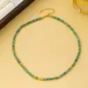 Pulsera de Cadena para Clavícula con Piedras Planas Verdes Frescas y Cuentas de Ábaco, Nuevo Estilo de Verano, Juego Hecho a Mano de Alta Gama para Mujer