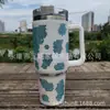 Termo de Acero Inoxidable 304 de 40 oz con Asa Tachonada de Diamantes y Popote, Taza de Hielo de Diamante para Mantener Frío, Montable en Coche
