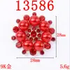 Accesorios de joyería de aleación, diamantes completos, placa de flor de perla roja, accesorios para el cabello de novia hechos a mano para bricolaje, accesorios de abanico redondo, al por mayor en stock