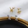 Aretes de Cruz de Circonita Diseño Nicho Sentido Moderno Cool Estilo Punk Geométrico Aretes de Clavo para Hombres y Mujeres