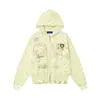 Moletom Cardigan Plissado de Bolinhas Cartoon Doce e Cool para Mulheres Outono e Inverno 2025 Novo Casaco Curto Casual Solto com Capuz