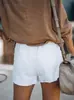 Shorts de Verão Transfronteiriços Europeus e Americanos da Amazon Cor Sólida Cintura Elástica Cordão Shorts Jeans Rasgados