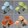 Rosa Artificial Venta al por mayor Transfronteriza Amazon Individual 3 Cabezas Rosa Artificial de París Flor Artificial Flor de Boda Pared de Flores DIY