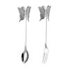 Cuchara de acero inoxidable 304 con forma de mariposa, tenedor para mezclar frutas, tenedor decorativo para café y postre, cuchara para sopa