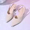 Sandalias de Tacón Alto con Punta Nueva 2026 para Comercio Exterior, Sandalias de Verano con Tacón Grueso de Gamuza Talla Grande Europeas y Americanas de Punta Cerrada para Mujer Venta al por Mayor