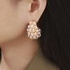 Pendientes de perlas de imitación con incrustaciones de gotas de agua estilo retro europeo y americano, diseño elegante, chapados en acero de titanio y oro de 18 quilates, venta al por mayor