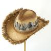 Ruffy Borde Roto Pluma Sombrero de Paja Vaquero Occidental Sombrero de Paja Tejido Rafi Moda Moda Moda Sombrero de Moda para Hombres y Mujeres Playa Pradera
