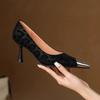 Sapatos Femininos Rasos da Moda Estilo Francês 2025 Novos Bico Fino Salto Agulha Elegantes Slip-On de Salto Alto para Mulheres