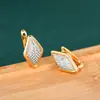 Pendientes de Rombos Estilo Hong Kong Chapados en Oro Cao Shi para Mujer, Clips para Orejas con Diseño Geométrico Bicolor, Joyería Elegante Retro Francesa