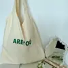 Bolsa de Lona Dulce Estilo Coreano para Mujer, Bolso de Hombro Simple de Letras de Nicho, Bolsa Tote de Gran Capacidad para el Trabajo, Moderno