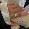 Anillo de Línea Cruzada Chapado en Plata de Ley 925 Transfronterizo para Mujer Ins Simple 2025 Nuevo Verano Elegante Moderno Anillo Abierto