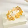 Pulseiras de Braço Europeias e Americanas Multi-Flores Transfronteiriças, Pulseiras de Braço Abertas com Fileira de Flores Pequenas Banhadas a Ouro, Corrente de Braço Estilo Natural Francês Atacado