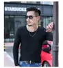 Ropa interior popular otoño e invierno camiseta de manga larga para hombre delgada elástica ajustada camiseta de manga larga para hombre color liso casual camisa base moda