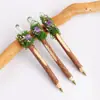 Caneta Esferográfica de Tronco de Cristal Natural Bola de Cristal Rosa Roxo Branco Caneta de Assinatura Criativa Presentes de Aprendizado para Crianças Prêmios Venda por Atacado