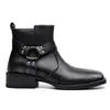 Botas de hombre estilo británico europeo y americano con punta cuadrada, tacón grueso, hebilla de anillo metálico, botines Chelsea cortos, disponibles exclusivamente en Amazon, TK y Temu para ventas transfronterizas