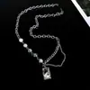 Collar de pedrería cuadrada con cuentas de craquelado de hielo para mujer, moda hip hop, joyería de moda, personalidad genial, diseño de nicho, accesorios ins